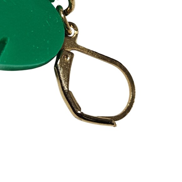 Boho Chic Green Monstera Leaf Earrings Faux Pearl Charm Statement Jewelry Women - Picture 3 of 5